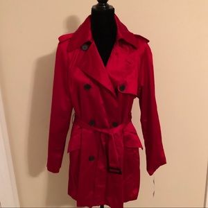 Red satin trench jacket Size M